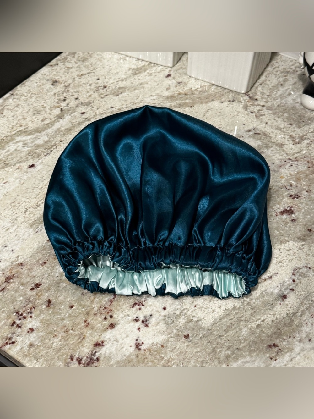 Reversible Satin Sleep Bonnet - Teal & Light Mint
